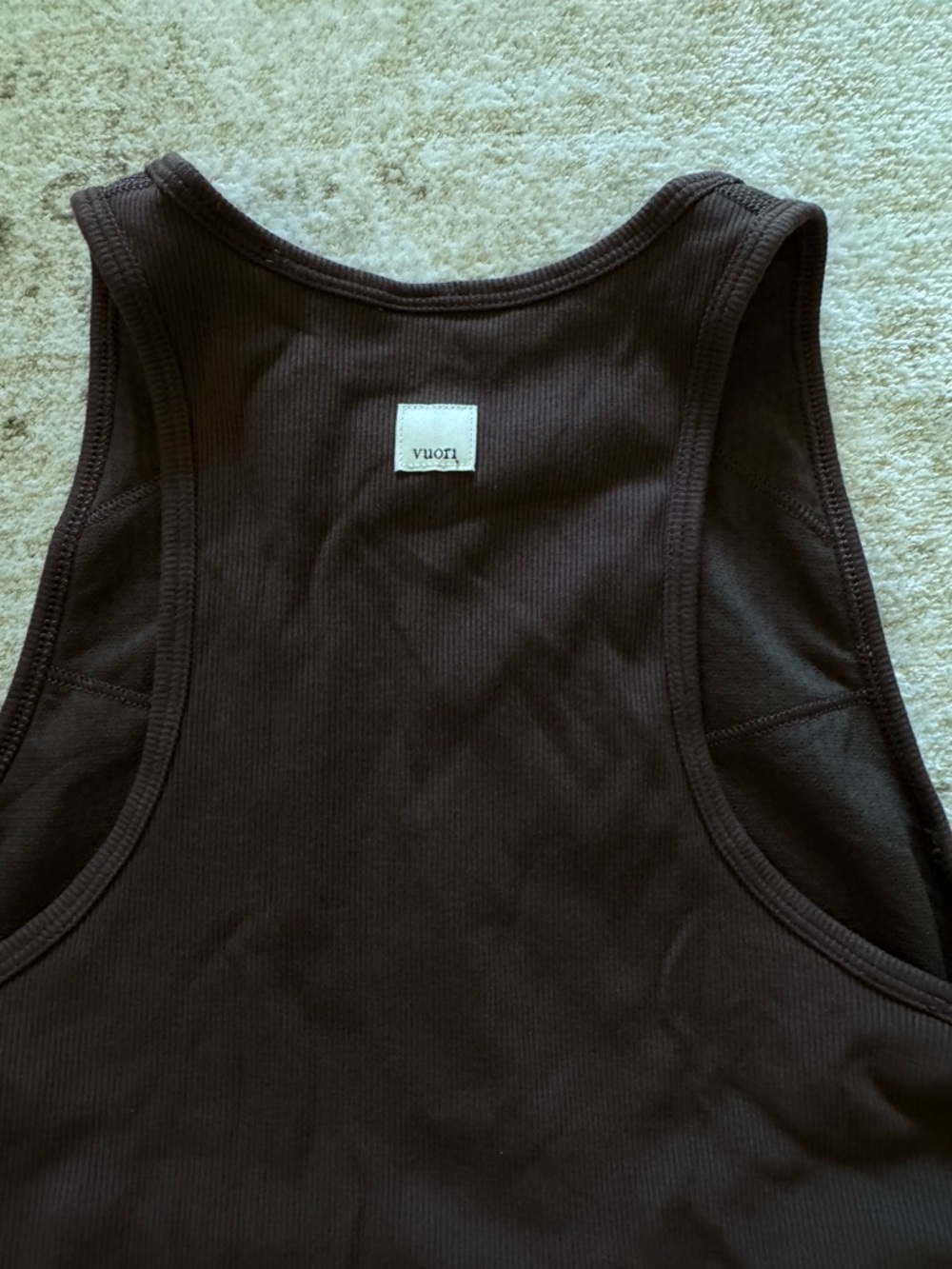 Vuori Chocolate Brown Ribbed Racerback Tank